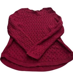 JEANNE PIERRE Women's Red Cable Knit Curved-Hem Sweater